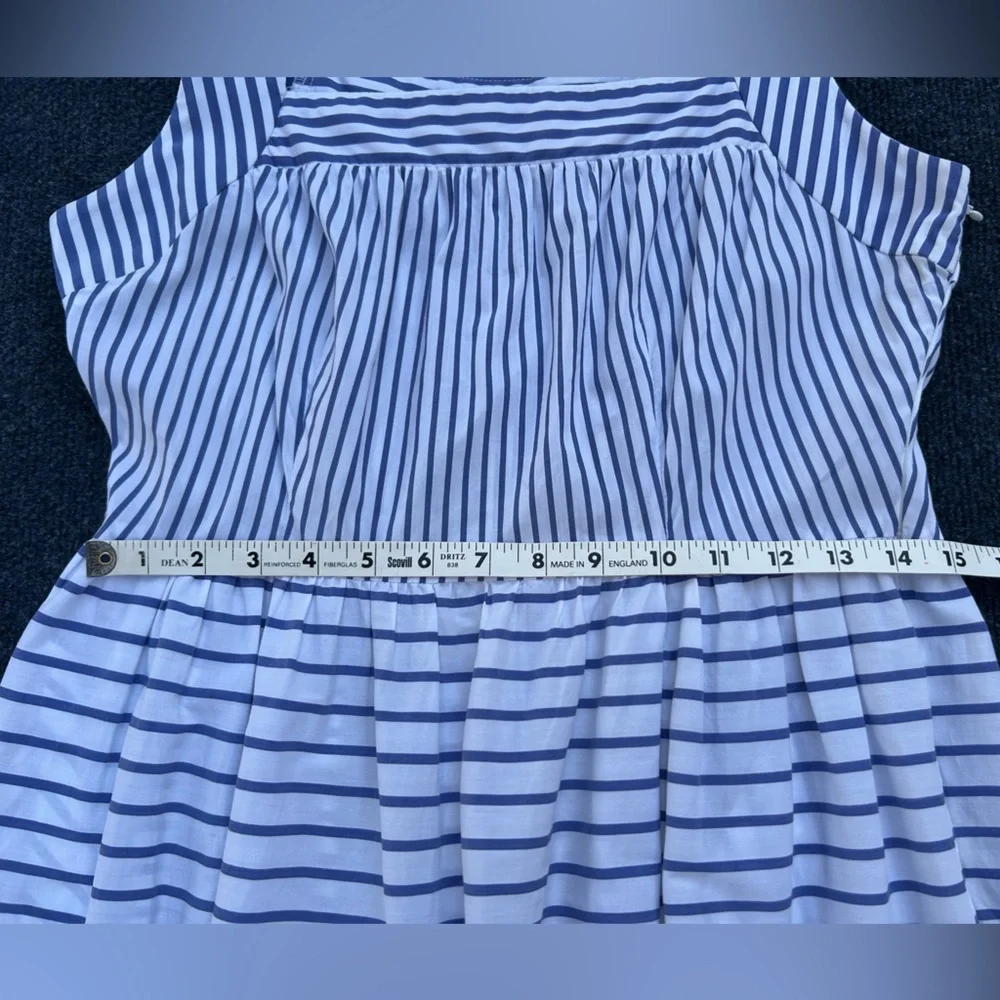 CK Bradley Blue White Striped Tiered Maxi Dress
Pockets Pompoms Medium flaw - Picture 8 of 15